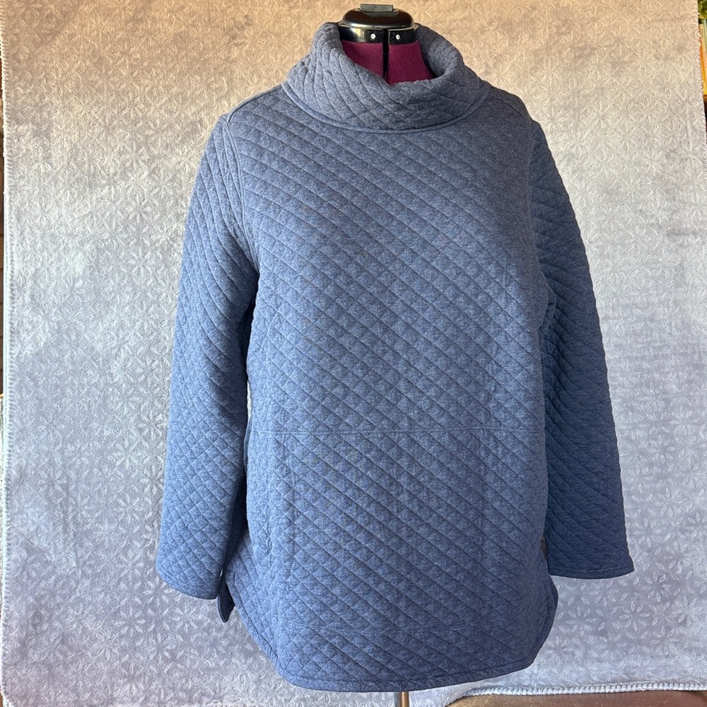 Duluth Trading Co Blue Quilted Cowl Neck (it is like a quilted TUNIC SWEATSHIRT)